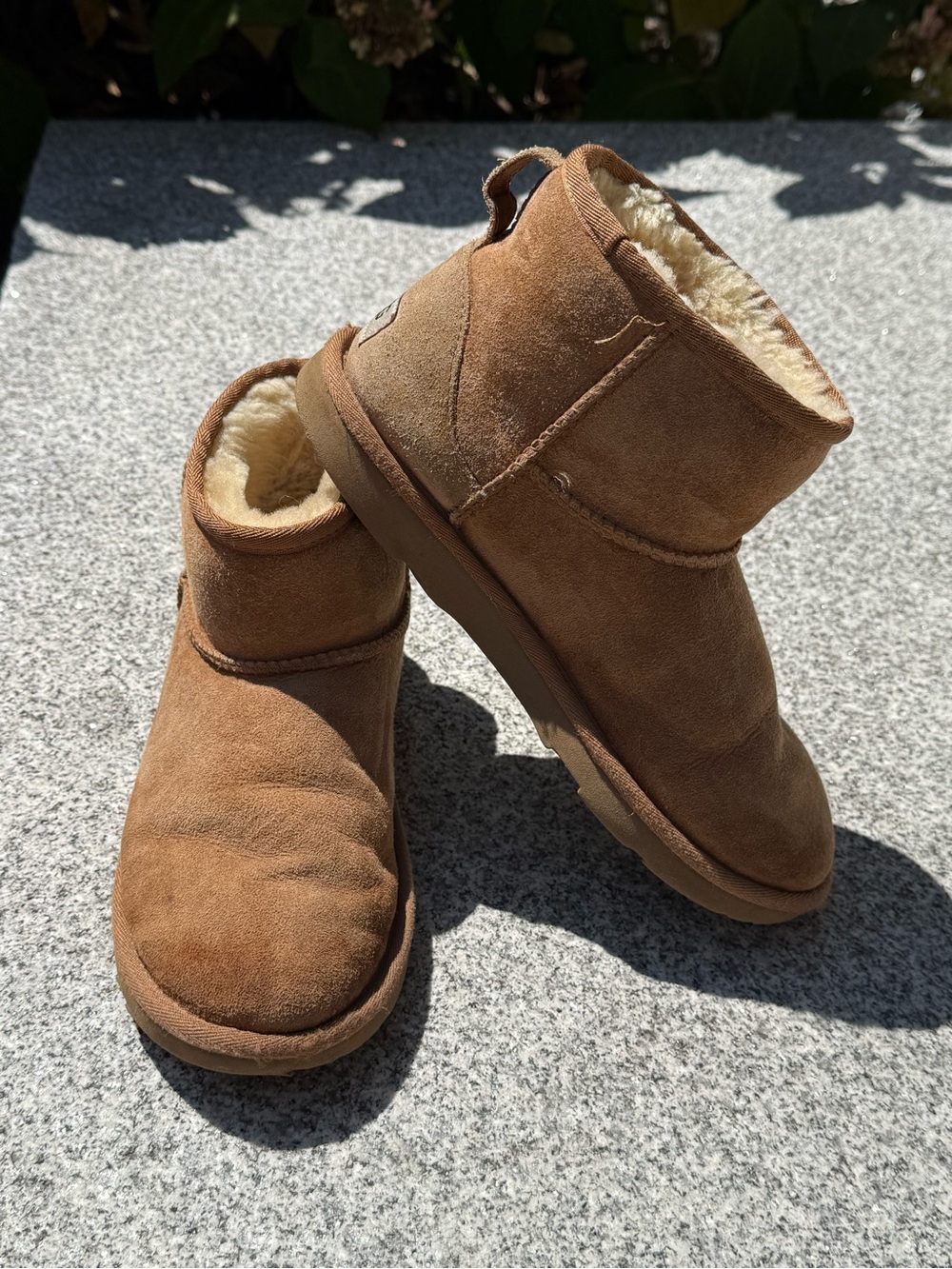 UGG Chestnut Classic Mini Woman’s Suede Shearling-Lined Short Boots